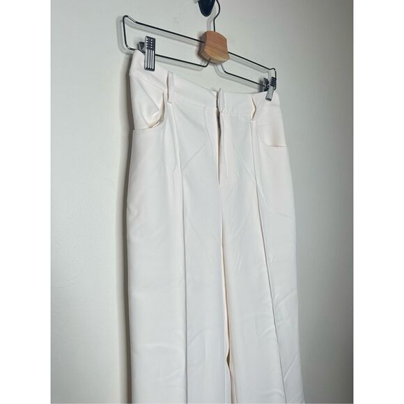 For Love & Lemons size S Shannon Pant White Trouser Wide Leg Chic Quiet Luxury - Picture 3 of 11